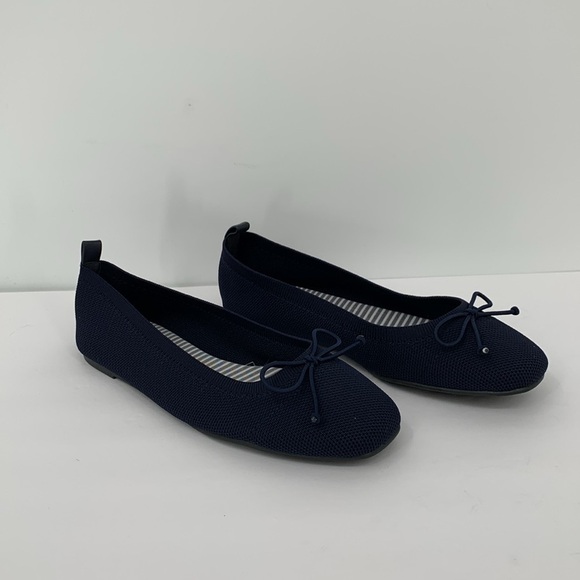 41 Hawthorn ballet flat shoe Navy Blue fabric stretch mesh bow StitchFix new 6 - Picture 1 of 6